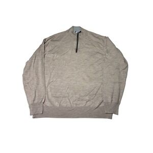 Peter Millar XXL Quarter Zip Sweater Merino Wool Silk Taupe Brown Mens Pullover